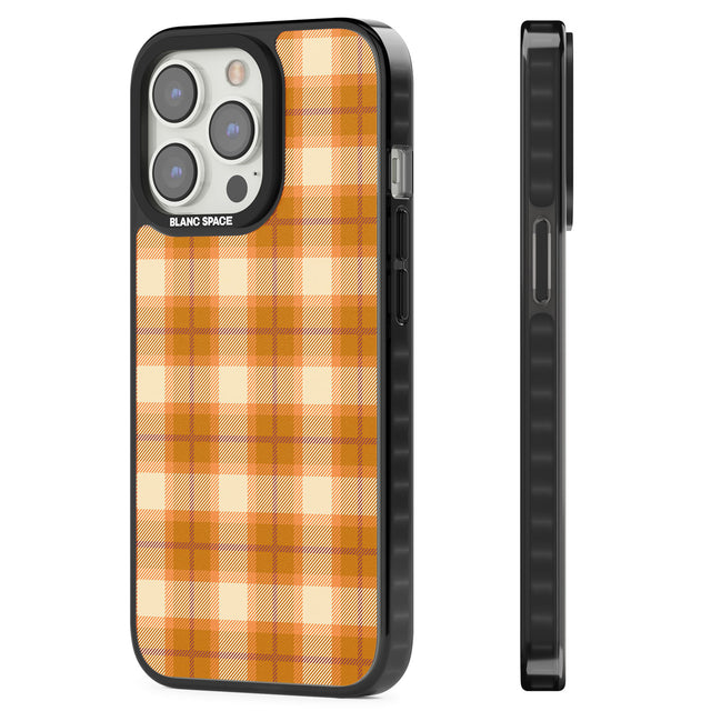 Pumpkin Plaid Magsafe Black Impact Phone Case for iPhone 13 Pro, iPhone 14 Pro, iPhone 15 Pro