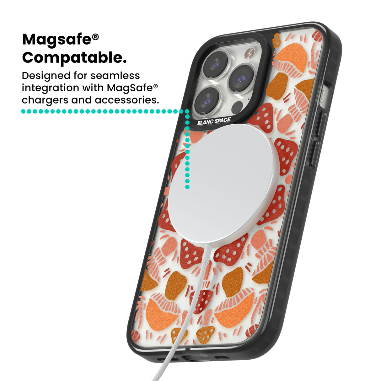 Mushroom Medley Magsafe Black Impact Phone Case for iPhone 13 Pro, iPhone 14 Pro, iPhone 15 Pro