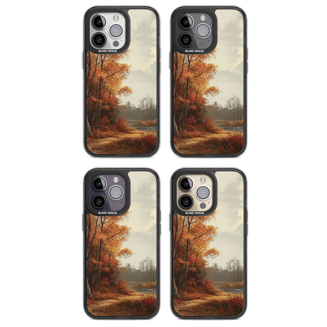 Vintage Autumn Oil Painting Magsafe Black Impact Phone Case for iPhone 13 Pro, iPhone 14 Pro, iPhone 15 Pro