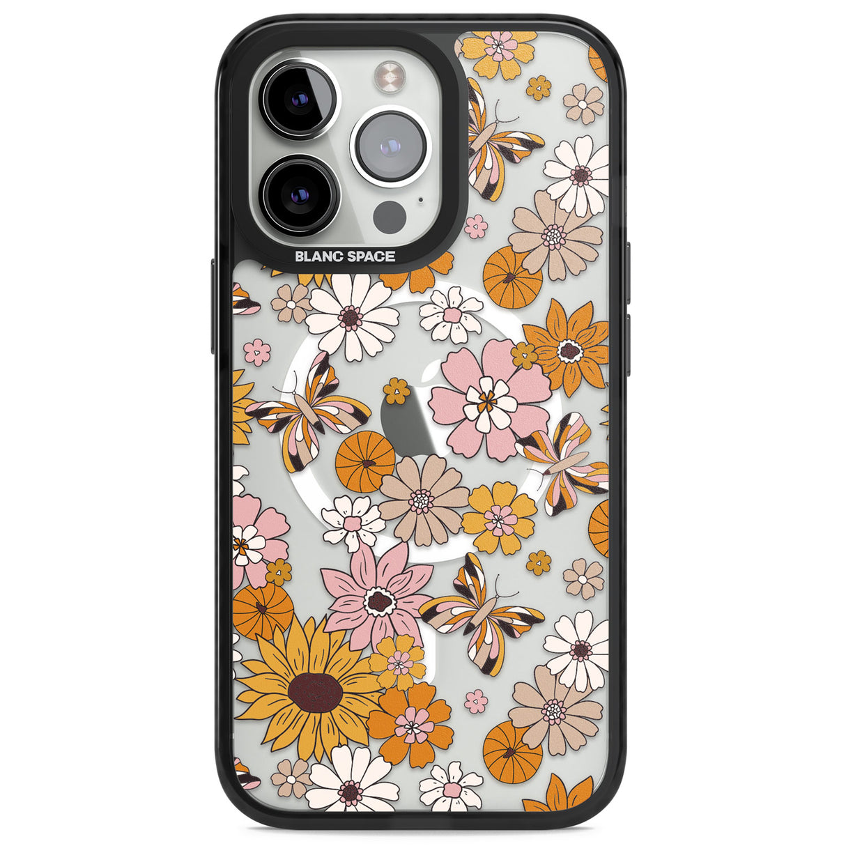 Butterfly & Bloom Autumn Floral Magsafe Black Impact Phone Case for iPhone 13 Pro, iPhone 14 Pro, iPhone 15 Pro