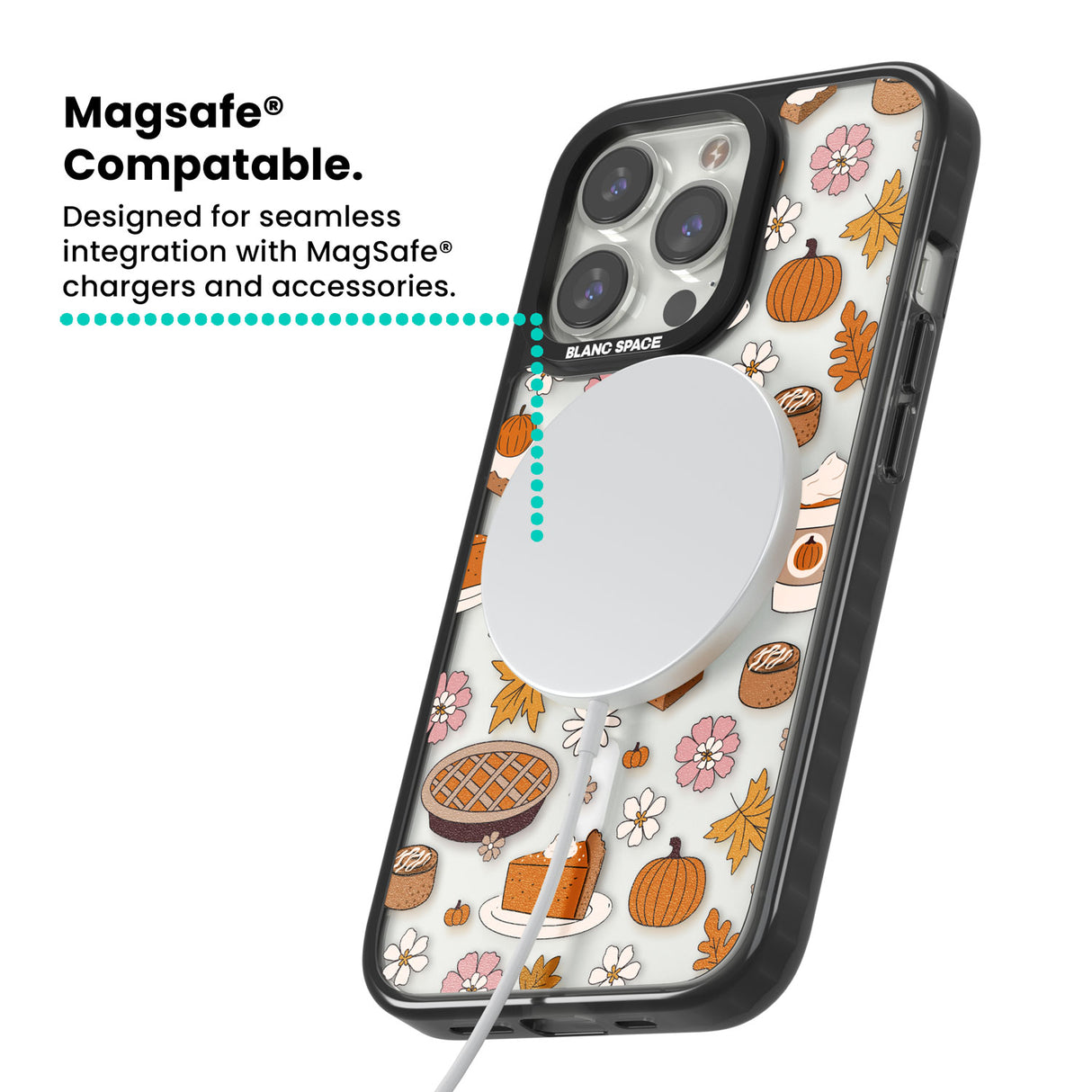 Pumpkin Pie & Autumn Treats Magsafe Black Impact Phone Case for iPhone 13 Pro, iPhone 14 Pro, iPhone 15 Pro