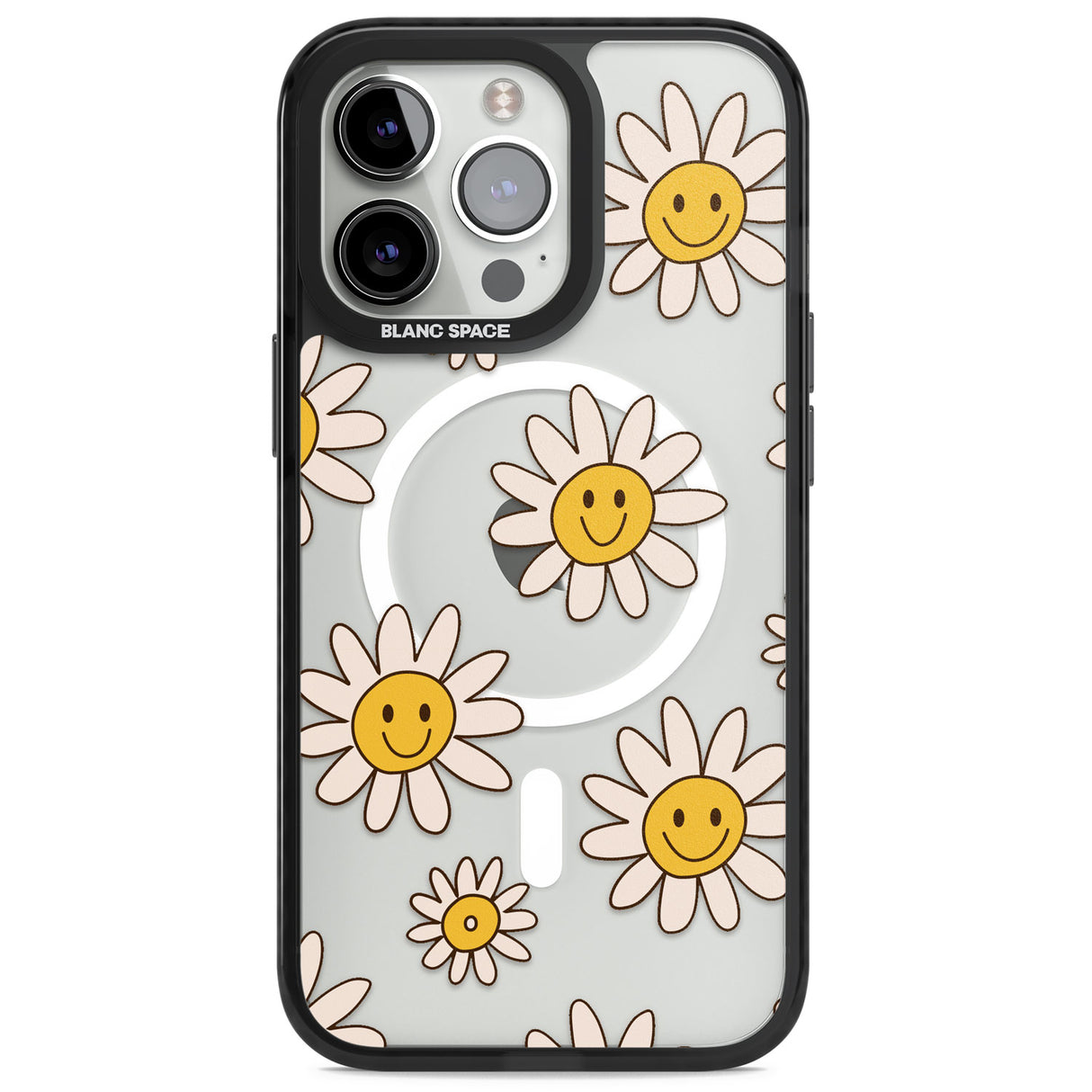 Daisy Faces Magsafe Black Impact Phone Case for iPhone 13 Pro, iPhone 14 Pro, iPhone 15 Pro