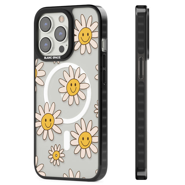 Daisy Faces Magsafe Black Impact Phone Case for iPhone 13 Pro, iPhone 14 Pro, iPhone 15 Pro