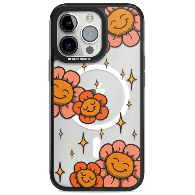 Mellow Flowers Magsafe Black Impact Phone Case for iPhone 13 Pro, iPhone 14 Pro, iPhone 15 Pro