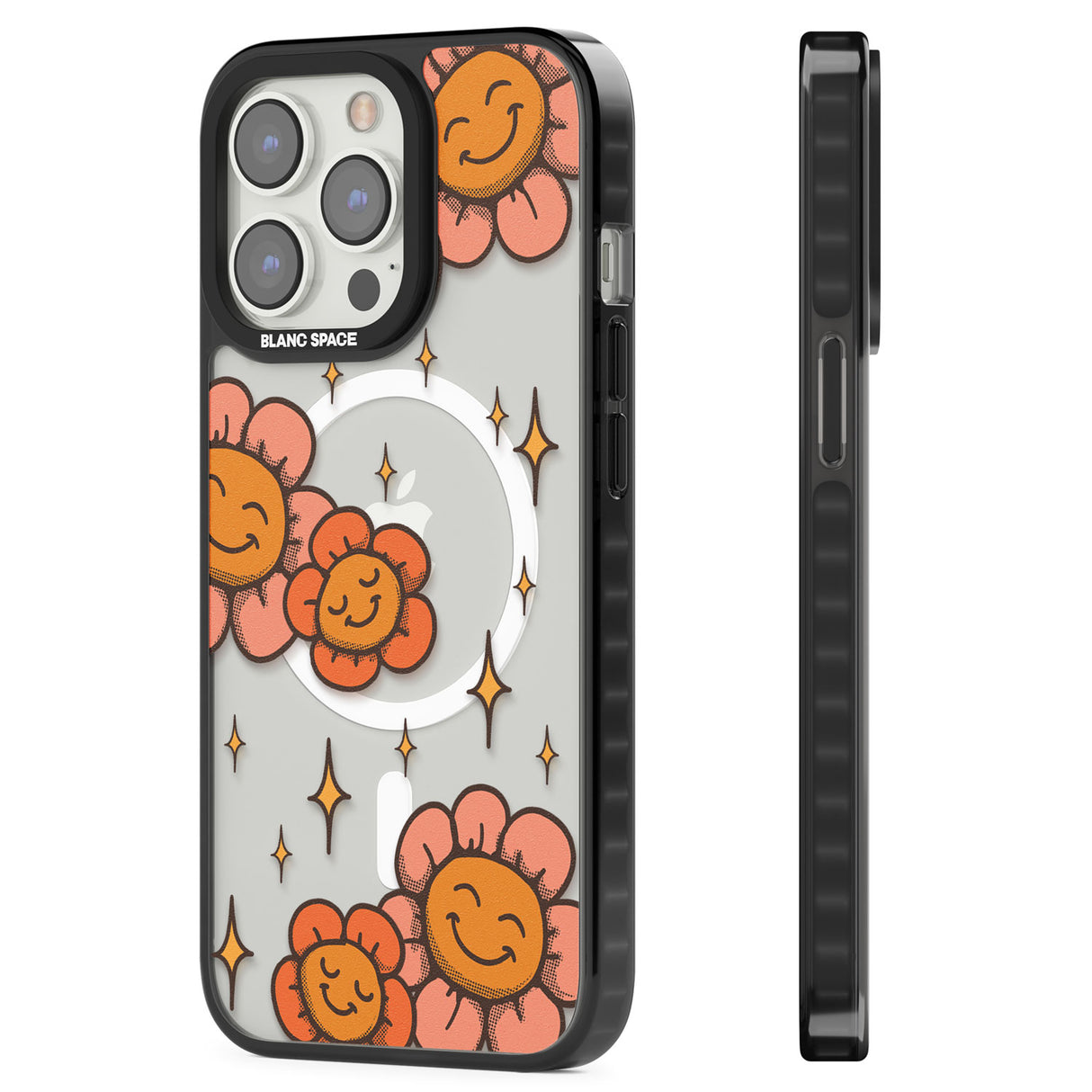 Mellow Flowers Magsafe Black Impact Phone Case for iPhone 13 Pro, iPhone 14 Pro, iPhone 15 Pro