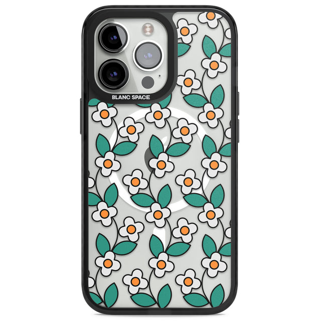 Spring Daisies Magsafe Black Impact Phone Case for iPhone 13 Pro, iPhone 14 Pro, iPhone 15 Pro