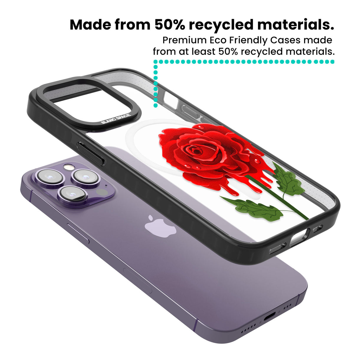 Melting Rose Magsafe Black Impact Phone Case for iPhone 13 Pro, iPhone 14 Pro, iPhone 15 Pro