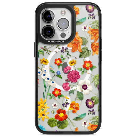 Whimsical Wildflowers Magsafe Black Impact Phone Case for iPhone 13 Pro, iPhone 14 Pro, iPhone 15 Pro