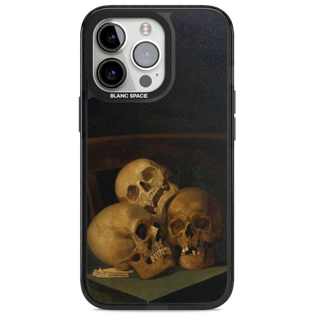 Still Life of Three Skulls Magsafe Black Impact Phone Case for iPhone 13 Pro, iPhone 14 Pro, iPhone 15 Pro