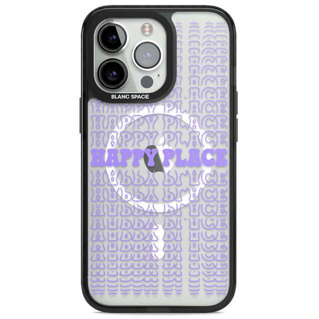 Happy Place (Purple) Magsafe Black Impact Phone Case for iPhone 13 Pro, iPhone 14 Pro, iPhone 15 Pro