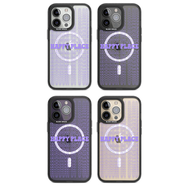 Happy Place (Purple) Magsafe Black Impact Phone Case for iPhone 13 Pro, iPhone 14 Pro, iPhone 15 Pro