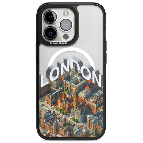 London Magsafe Black Impact Phone Case for iPhone 13 Pro, iPhone 14 Pro, iPhone 15 Pro