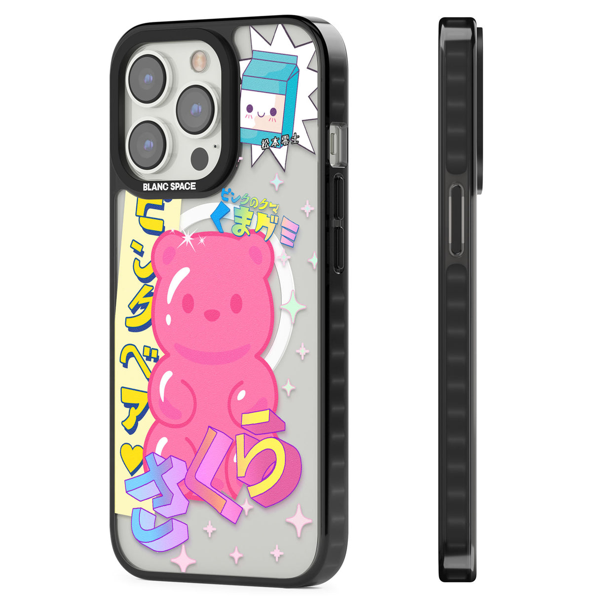 Kawaii Pink Bear Collage Magsafe Black Impact Phone Case for iPhone 13 Pro, iPhone 14 Pro, iPhone 15 Pro