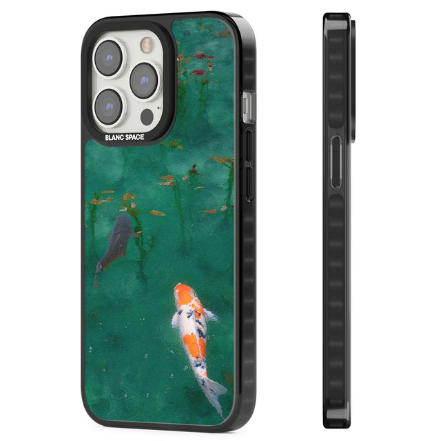 Koi Fish Magsafe Black Impact Phone Case for iPhone 13 Pro, iPhone 14 Pro, iPhone 15 Pro