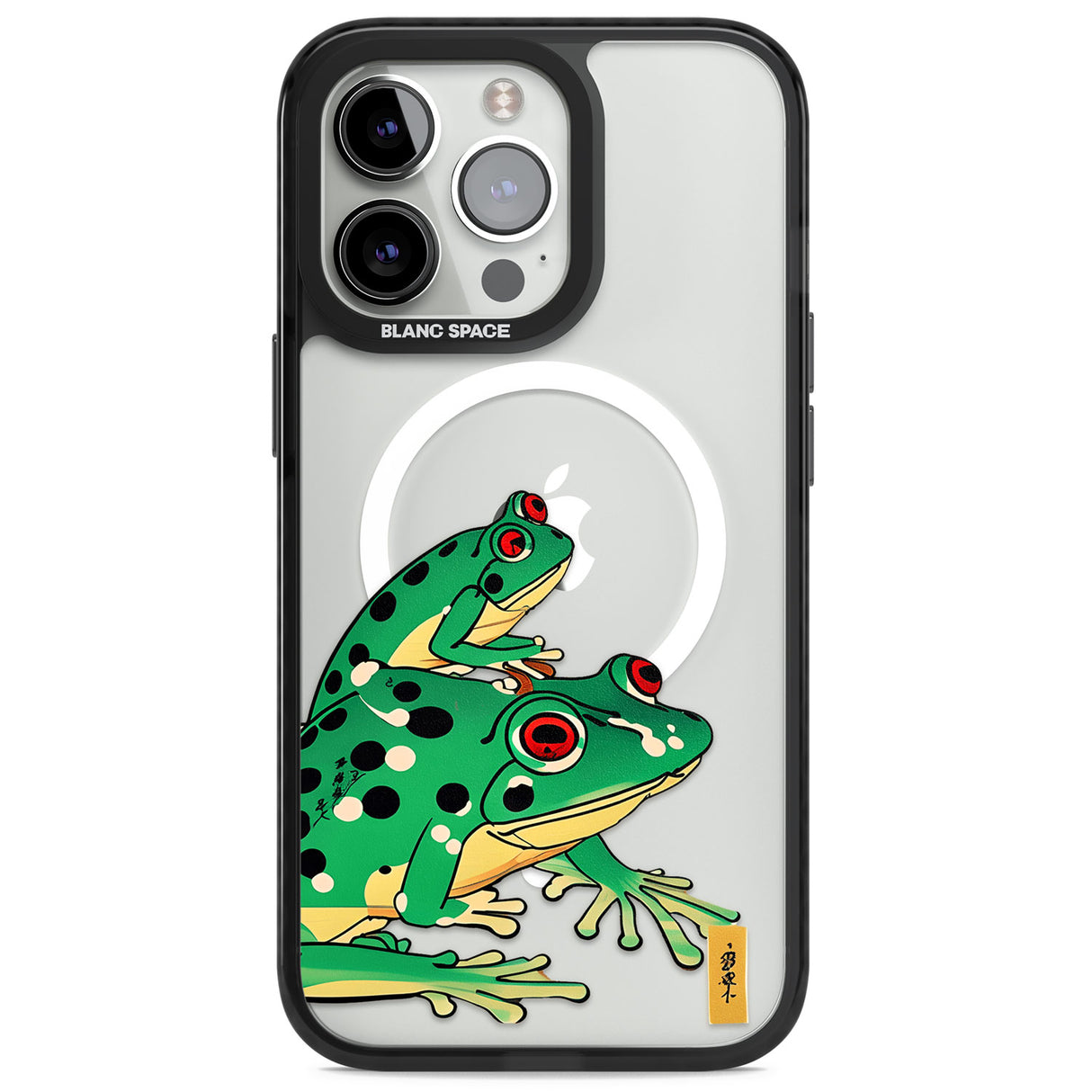 Matsumoto Hoji Frog Green Magsafe Black Impact Phone Case for iPhone 13 Pro, iPhone 14 Pro, iPhone 15 Pro