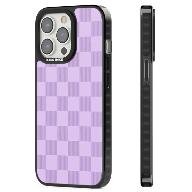 LILAC CHECKERED Magsafe Black Impact Phone Case for iPhone 13 Pro, iPhone 14 Pro, iPhone 15 Pro