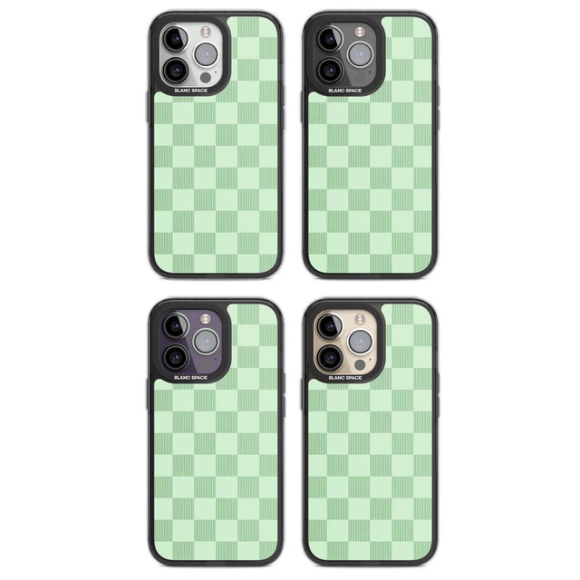 SEAFOAM CHECKERED Magsafe Black Impact Phone Case for iPhone 13 Pro, iPhone 14 Pro, iPhone 15 Pro