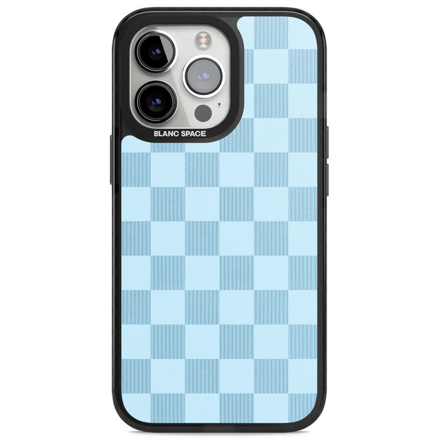 SKYBLUE CHECKERED Magsafe Black Impact Phone Case for iPhone 13 Pro, iPhone 14 Pro, iPhone 15 Pro