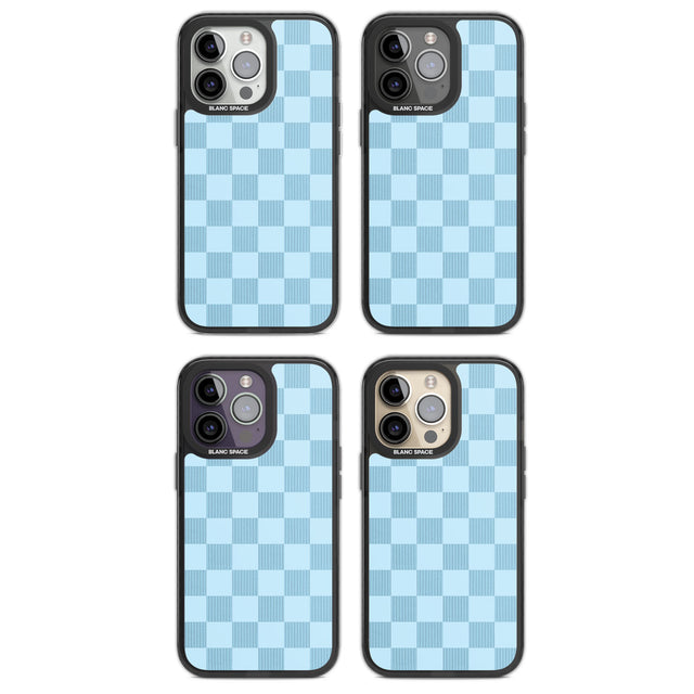 SKYBLUE CHECKERED Magsafe Black Impact Phone Case for iPhone 13 Pro, iPhone 14 Pro, iPhone 15 Pro