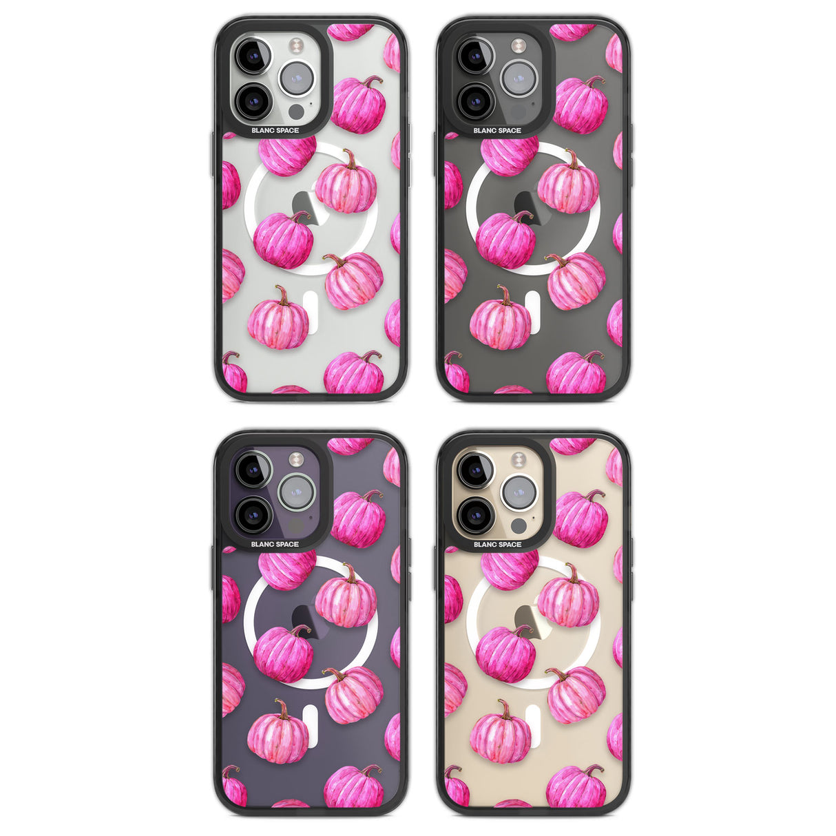 Pink Pumpkins Magsafe Black Impact Phone Case for iPhone 13 Pro, iPhone 14 Pro, iPhone 15 Pro