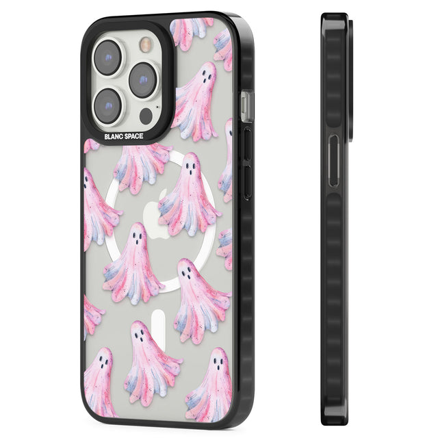 Pink Ghosts Magsafe Black Impact Phone Case for iPhone 13 Pro, iPhone 14 Pro, iPhone 15 Pro