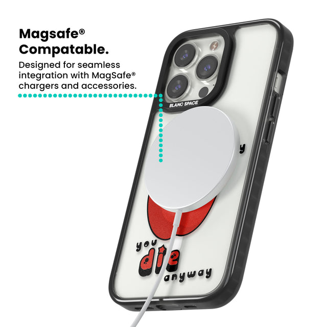 An Apple a Day Magsafe Black Impact Phone Case for iPhone 13 Pro, iPhone 14 Pro, iPhone 15 Pro