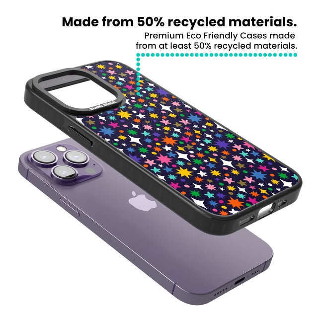 Rainbow Starburst (Purple) Magsafe Black Impact Phone Case for iPhone 13 Pro, iPhone 14 Pro, iPhone 15 Pro