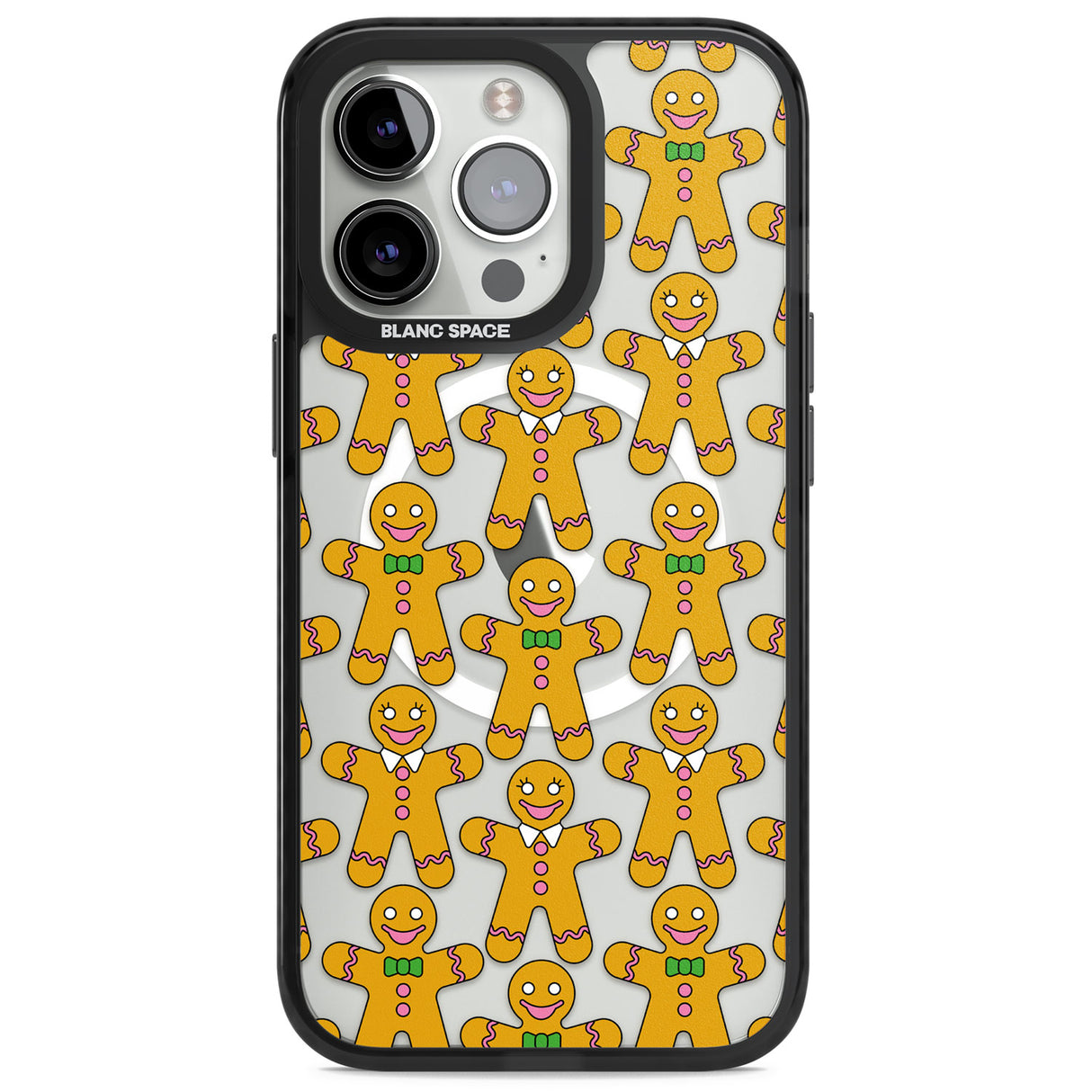 Gingerbread Cookie Pattern Magsafe Black Impact Phone Case for iPhone 13 Pro, iPhone 14 Pro, iPhone 15 Pro