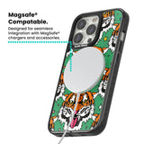 Fierce Jungle Tigers (Green) Magsafe Black Impact Phone Case for iPhone 13 Pro, iPhone 14 Pro, iPhone 15 Pro