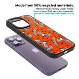 Colourful Crane Pattern (Orange) Magsafe Black Impact Phone Case for iPhone 13 Pro, iPhone 14 Pro, iPhone 15 Pro