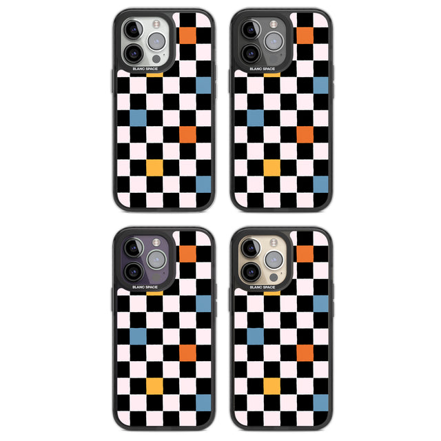 Vibrant Retro Checkered Magsafe Black Impact Phone Case for iPhone 13 Pro, iPhone 14 Pro, iPhone 15 Pro