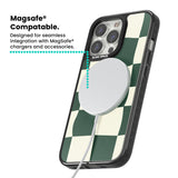 Green & Cream Wavy Check Magsafe Black Impact Phone Case for iPhone 13 Pro, iPhone 14 Pro, iPhone 15 Pro