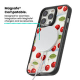 Vintage Cherries & Clouds Magsafe Black Impact Phone Case for iPhone 13 Pro, iPhone 14 Pro, iPhone 15 Pro