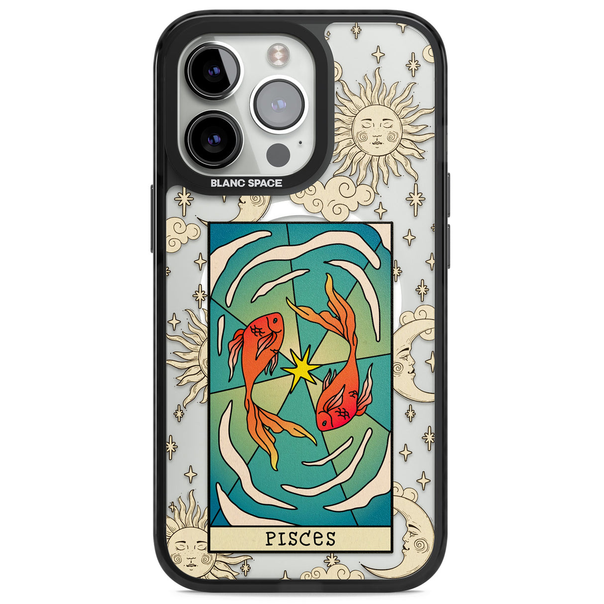 Celestial Zodiac - Pisces Magsafe Black Impact Phone Case for iPhone 13 Pro, iPhone 14 Pro, iPhone 15 Pro