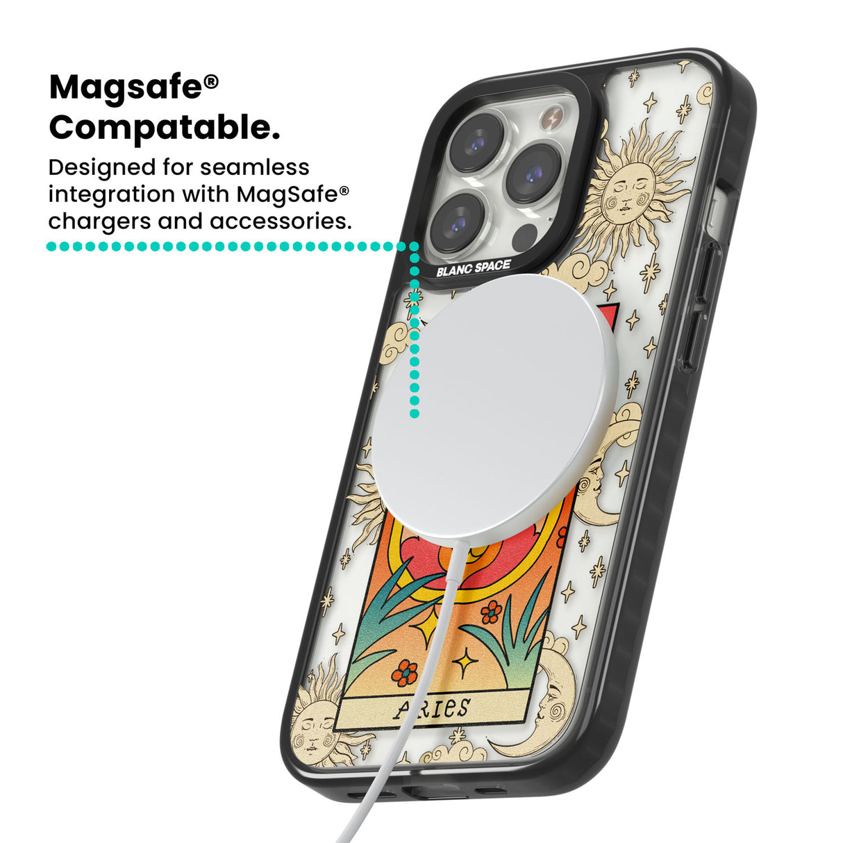 Celestial Zodiac - Aries Magsafe Black Impact Phone Case for iPhone 13 Pro, iPhone 14 Pro, iPhone 15 Pro