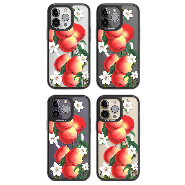 Vintage Painted Peaches Magsafe Black Impact Phone Case for iPhone 13 Pro, iPhone 14 Pro, iPhone 15 Pro