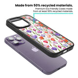 Red, Pink & Purple Flowers Magsafe Black Impact Phone Case for iPhone 13 Pro, iPhone 14 Pro, iPhone 15 Pro