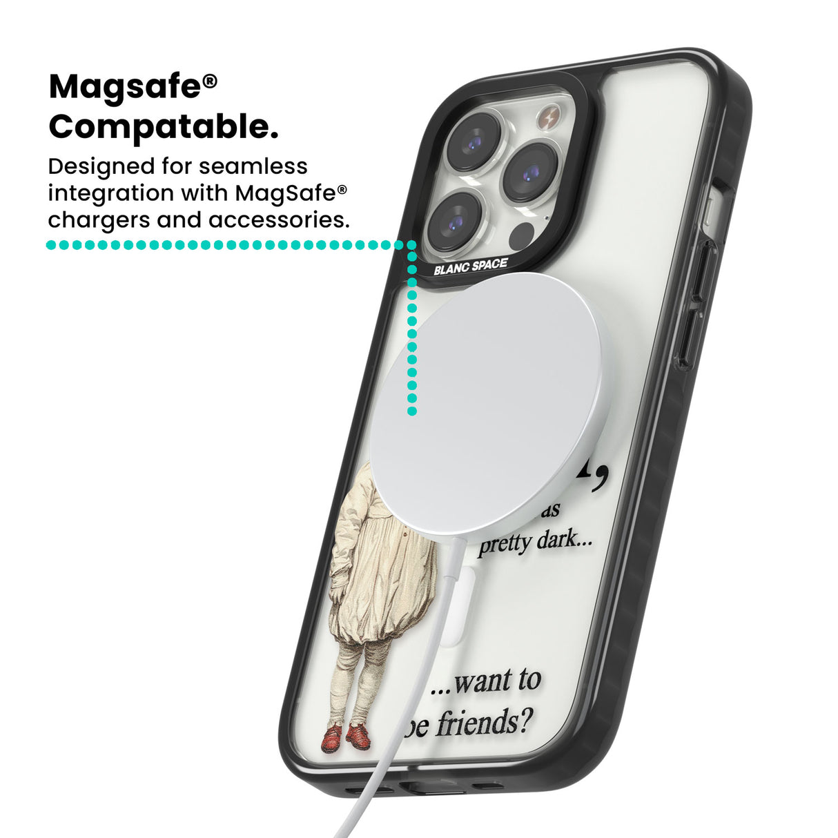 Want to be Friends? Magsafe Black Impact Phone Case for iPhone 13 Pro, iPhone 14 Pro, iPhone 15 Pro