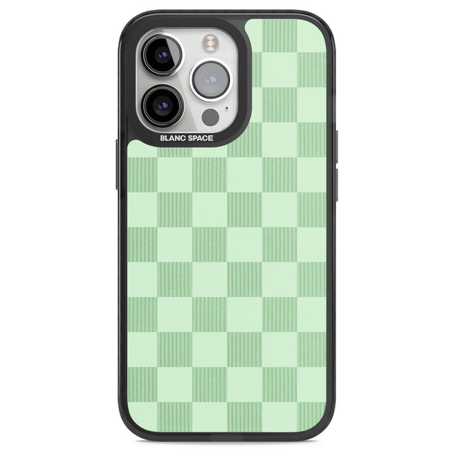 SEAFOAM CHECKERED Black Impact Phone Case for iPhone 13 Pro, iPhone 14 Pro, iPhone 15 Pro