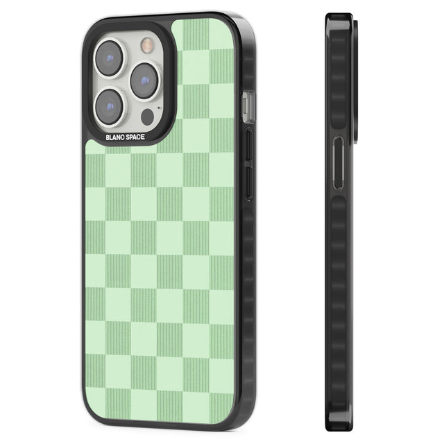 SEAFOAM CHECKERED Black Impact Phone Case for iPhone 13 Pro, iPhone 14 Pro, iPhone 15 Pro