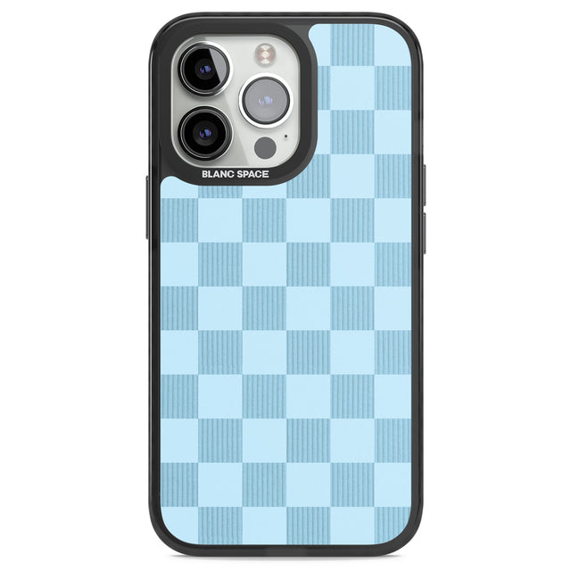 SKYBLUE CHECKERED Black Impact Phone Case for iPhone 13 Pro, iPhone 14 Pro, iPhone 15 Pro