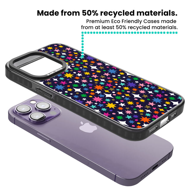 Rainbow Starburst (Purple) Black Impact Phone Case for iPhone 13 Pro, iPhone 14 Pro, iPhone 15 Pro