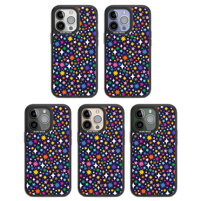 Rainbow Starburst (Purple) Black Impact Phone Case for iPhone 13 Pro, iPhone 14 Pro, iPhone 15 Pro