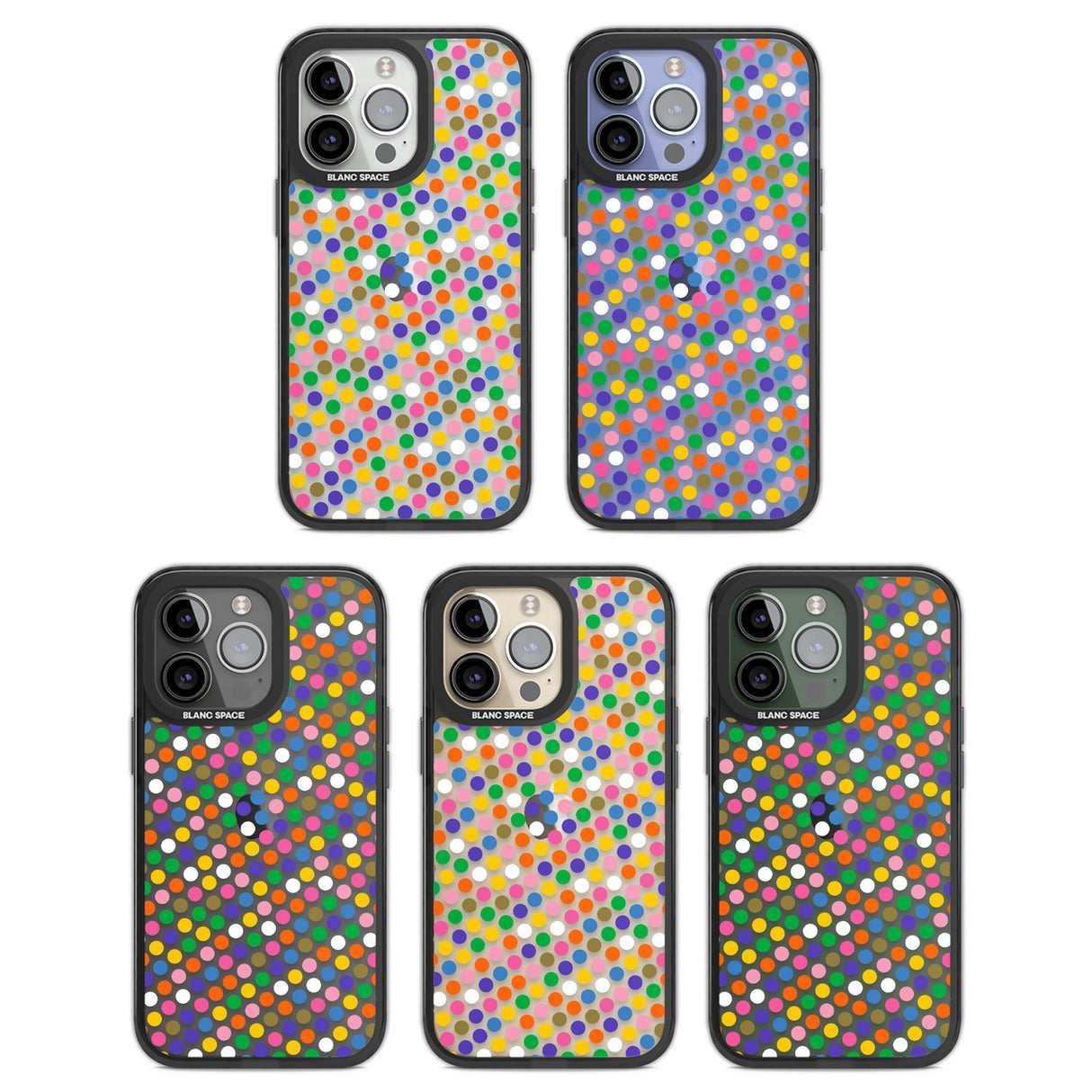 Multicolour Polka-dot Fiesta Black Impact Phone Case for iPhone 13 Pro, iPhone 14 Pro, iPhone 15 Pro