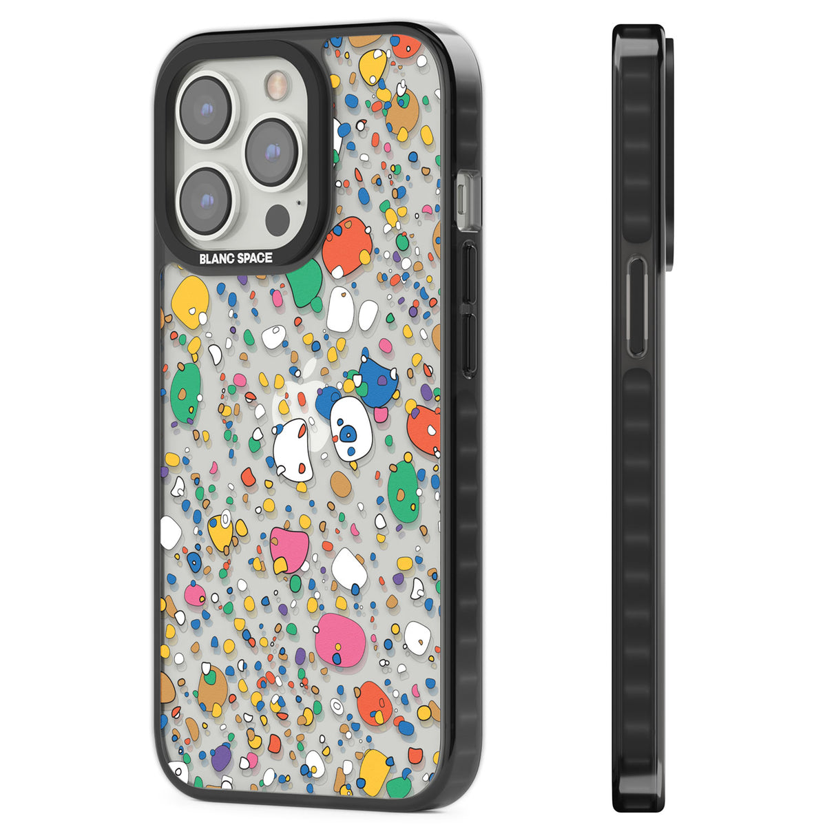 Colourful Confetti Pebbles Black Impact Phone Case for iPhone 13 Pro, iPhone 14 Pro, iPhone 15 Pro