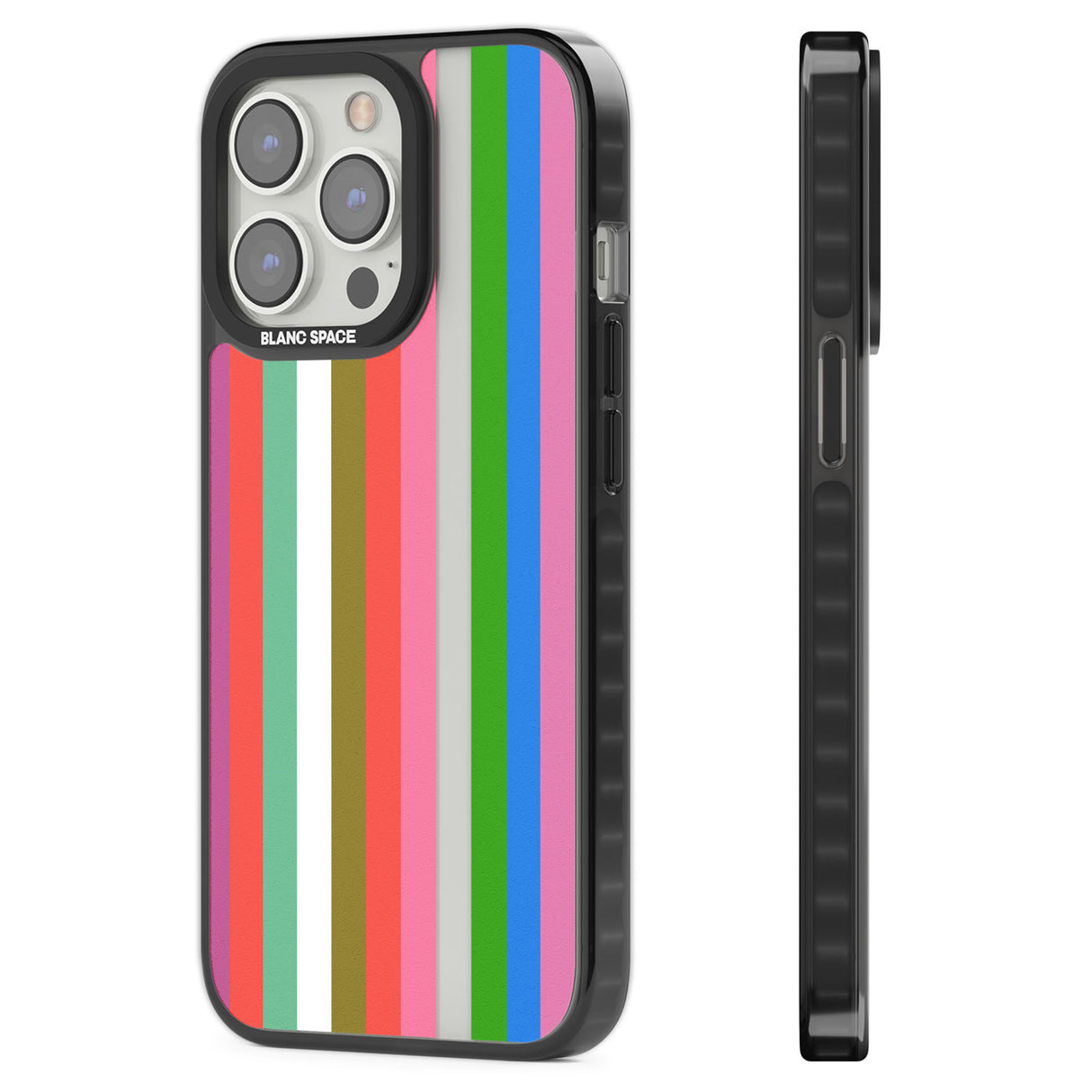 Vibrant Stripes Black Impact Phone Case for iPhone 13 Pro, iPhone 14 Pro, iPhone 15 Pro