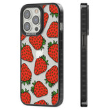 Strawberry Pattern Black Impact Phone Case for iPhone 13 Pro, iPhone 14 Pro, iPhone 15 Pro