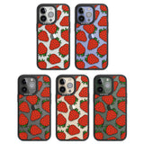 Strawberry Pattern Black Impact Phone Case for iPhone 13 Pro, iPhone 14 Pro, iPhone 15 Pro