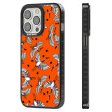 Colourful Crane Pattern (Orange) Black Impact Phone Case for iPhone 13 Pro, iPhone 14 Pro, iPhone 15 Pro