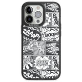 Onomatopoeia (Black & White) Black Impact Phone Case for iPhone 13 Pro, iPhone 14 Pro, iPhone 15 Pro